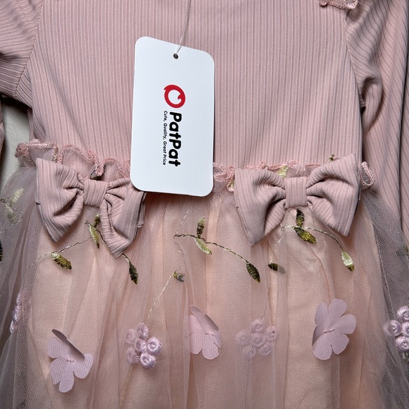 NWT PatPat Baby Girl Pink Floral Mesh Dress Set Size 3-6 Months - Picture 5 of 7